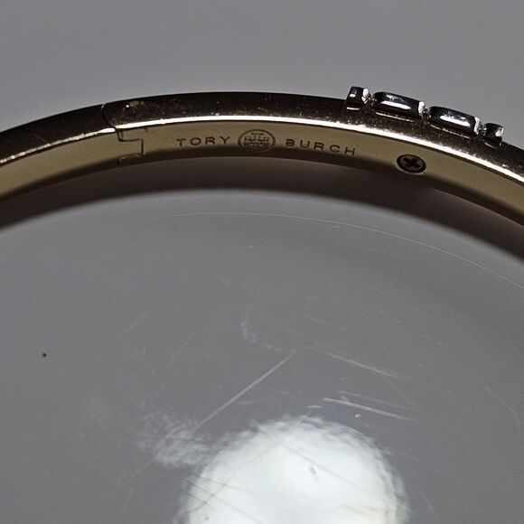*Sale* Tory Burch Gold Tone Hinges Bracelet With Silver Tone Accents - Picture 8 of 12